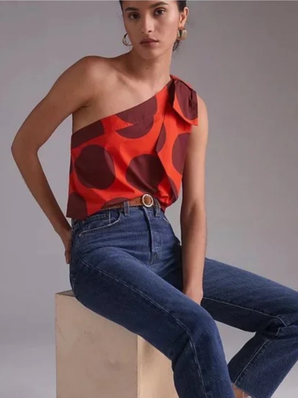 Farm Rio Anthropologie Women’s One Shoulder Bow Top Size Medium